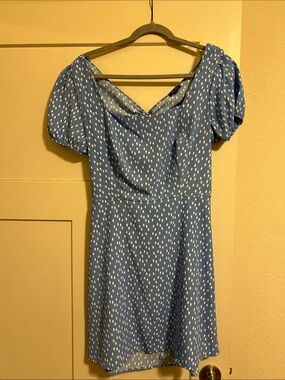 Robin Egg Blue Polka Dot Puff Sleeve Dress